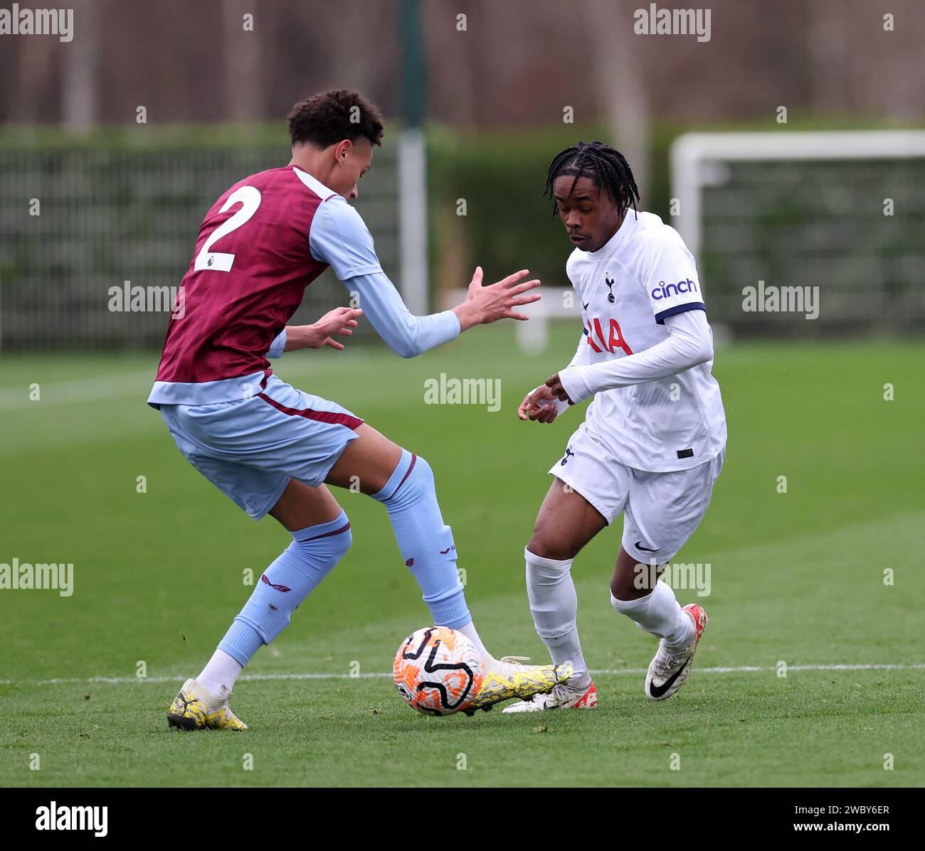Enfield, UK. 12th Jan, 2024. Miracle Adewole of <b>Tottenham</b> Hotspur ...