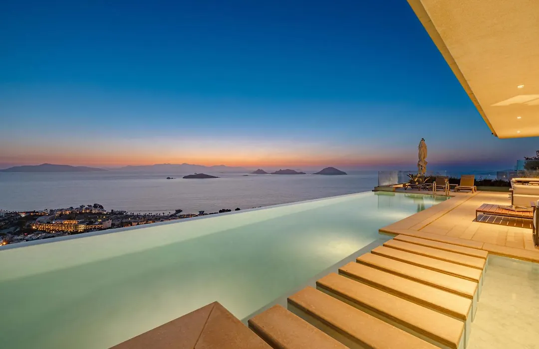Villa View Bodrum Infinity Pool Sunset Over Greek Islands Private Concierge Breakfast Up To 10 Guests-1