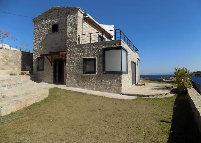 Denize Sifir Restore Edilmis Ahsap Tavan Tas Villa Bodrum che accetta animali
